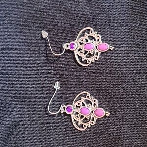 🆕️ Vintage style purple crystal flower drop hook earrings